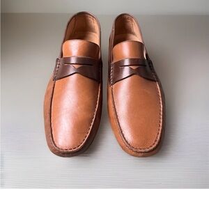 Saks Fifth Avenue Brown Leather Driving Amazonas Loafer Shoes Men's size 10.5 US